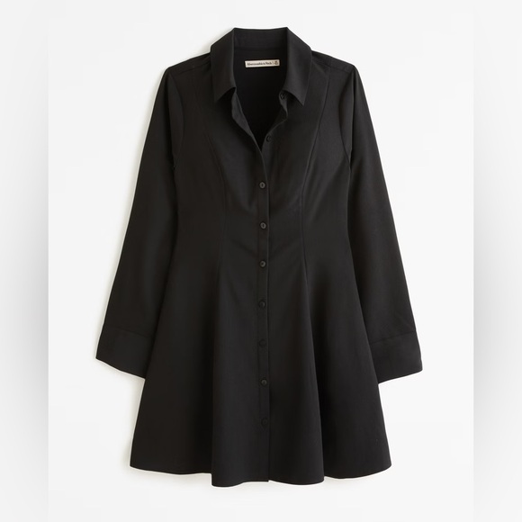 Black Crepe Button Down Dress - Picture 2 of 3